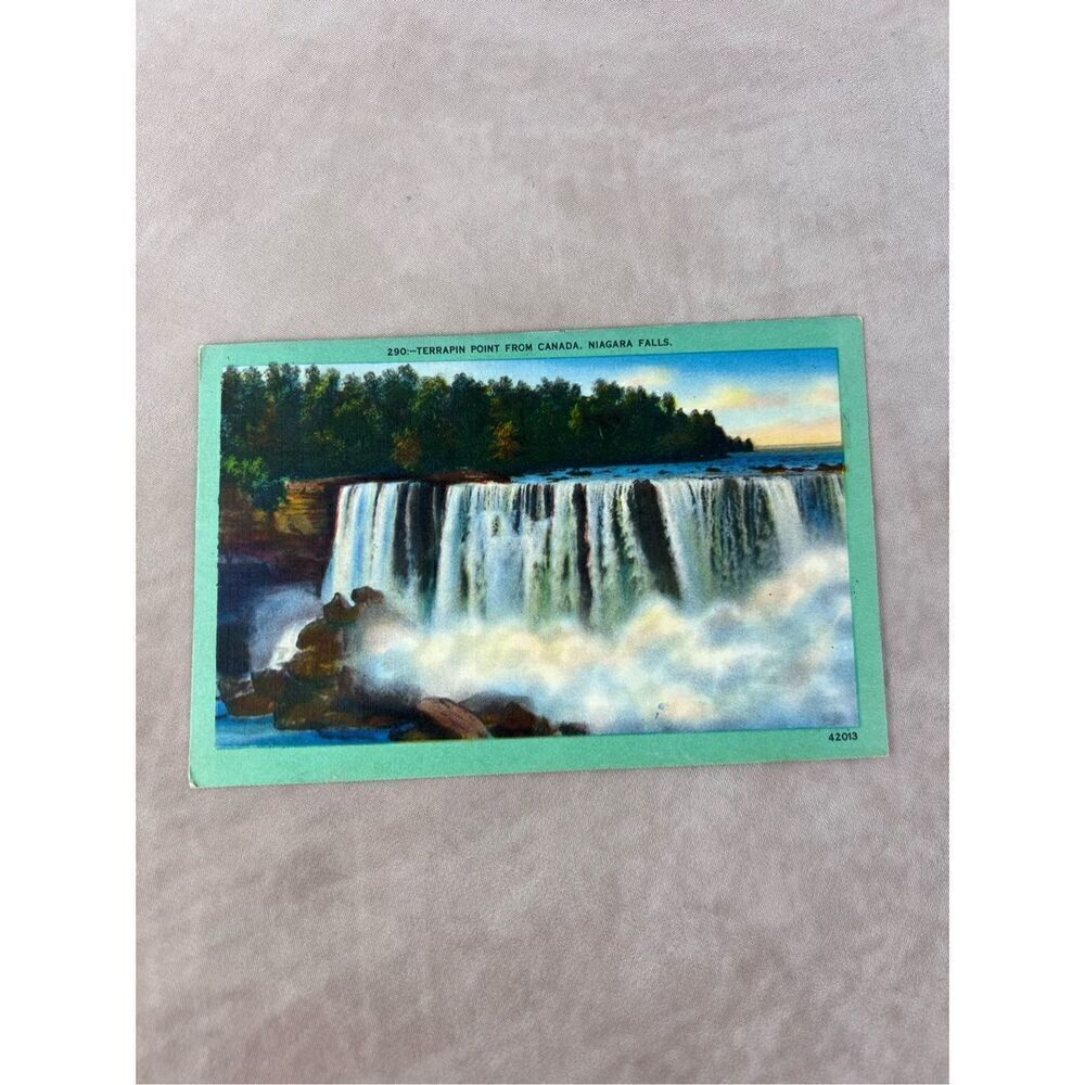 Vintage TERRAPIN POINT FROM CANADA, NIAGARA FALLS Postcard 1956